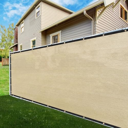 8' x 162' Beige Fence Privacy Screen, 90% Blockage Fabric Windscreen Cover by ShadeMart