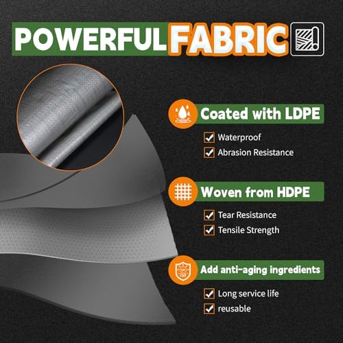 RAINDEWAY 9x9 Feet Tarps Heavy Duty Waterproof, 10Mil Multipurpose Tarp - Image 3