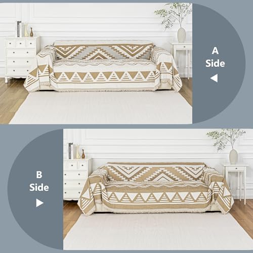 MYSKY HOME Sectional Couch Cover Khaki Boho Geometric Sofa Covers - Image 3