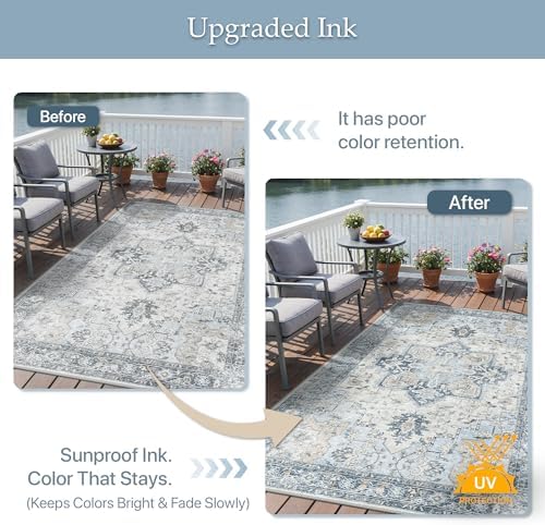 GENIMO 9x12 Outdoor Rug, Washable Quick Dry - Image 5