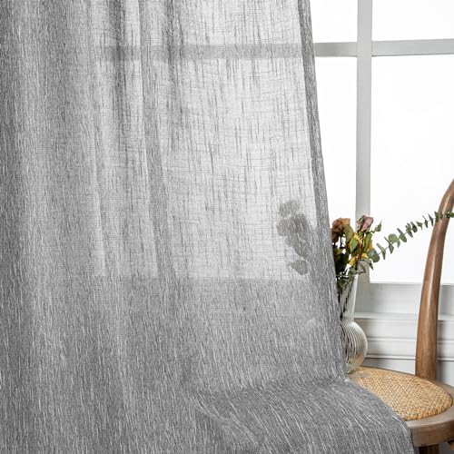 MYSKY HOME Living Room Curtains 2 Panels Boho Semi Sheers Long Drapes Light - Image 4