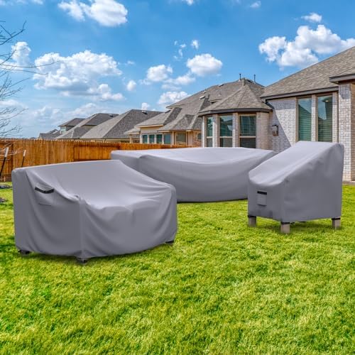 Waterproof Outdoor Patio Furniture Covers 102"L×74"W×28"H Grey - Image 7