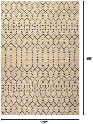 JONATHAN Y Moroccan Geometric Indoor Outdoor Area Rug 10X14 Beige/Navy - Image 2