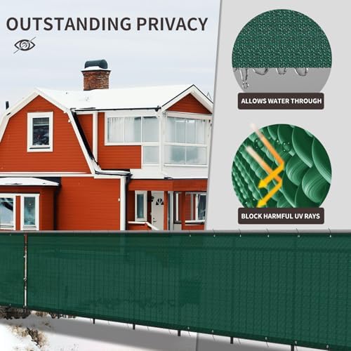 LOVE STORY Custom Size 3.3' x 14' Balcony Privacy Screen Cover, Dark Green - Image 4