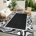 Garvee 6x9 Black and White Outdoor Rug Weather Resistant Waterproof Patio Rugs by Garvee