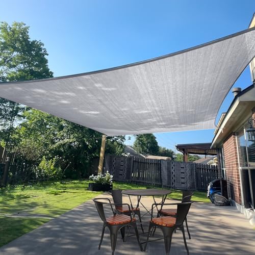 SUNLAX Sun Shade Sail 8' x 12' Silver Grey Rectangle Outdoor Canopy Cover by SUNLAX