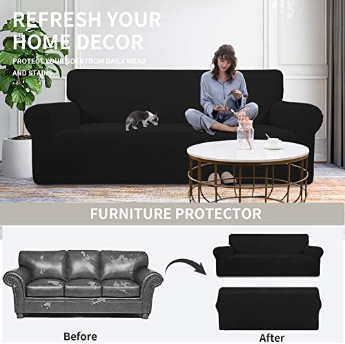 Easy-Going Stretch Oversized Loveseat Couch Covers Washable Black - Image 4