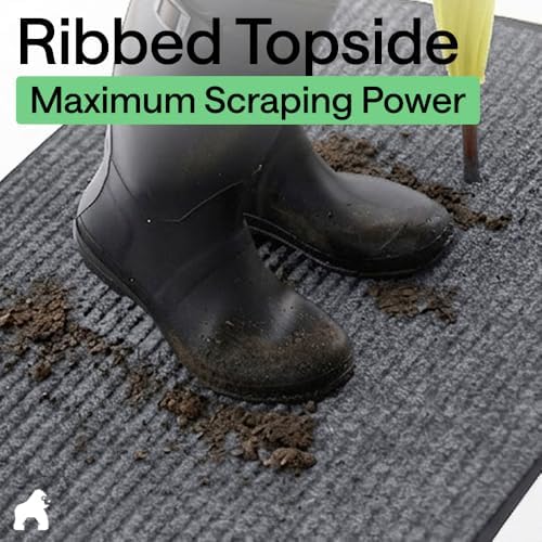 GORILLA GRIP Traffic Guard Indoor Outdoor Heavy Duty Door Mat 29x17 Lt Gray - Image 4