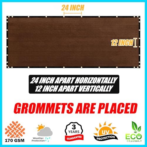 ShadeMart 8' x 76' Fence Privacy Screen Brown Heavy Duty 170 GSM Fencing Mesh - Image 4