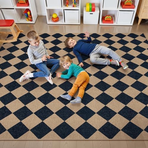 Lahome Checkered Easy Jute Outdoor Patio Rug, 8x10 Living Room Rug Washable - Image 4