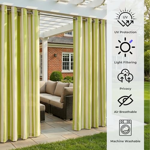 4 Panels Outdoor Stripe Curtains - Image 4