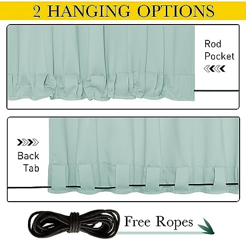 NICETOWN 2 Panels Thermal Outdoor Curtains Windproof W52xL72 Aqua Blue - Image 2