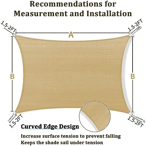 Shade&Beyond 12'X14' Sun Shade Sail Sand Rectangle - Image 5