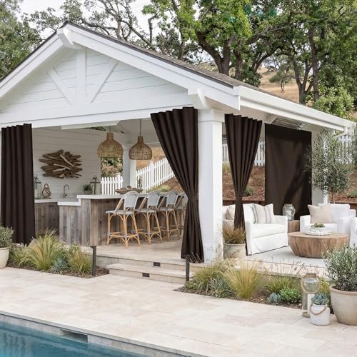 NICETOWN Brown Fade Resistant Outdoor Curtains - Image 2
