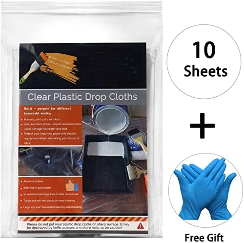 10 Piece Painter Plastic Drop Cloths Sheet, Waterproof Anti-dust Cover - Image 2
