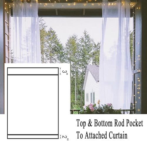 10 x 10 ft Outdoor White Tulle Backdrop Curtains Waterproof Voile Sheer Screen - Image 6