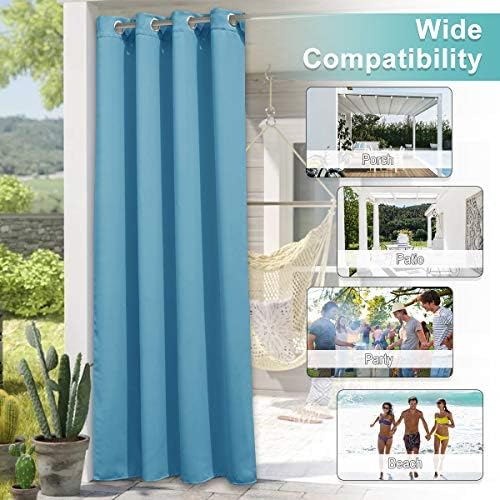 NICETOWN Outdoor Curtain for Patio Waterproof, 1 Panel, W52 x L84, Teal Blue - Image 5