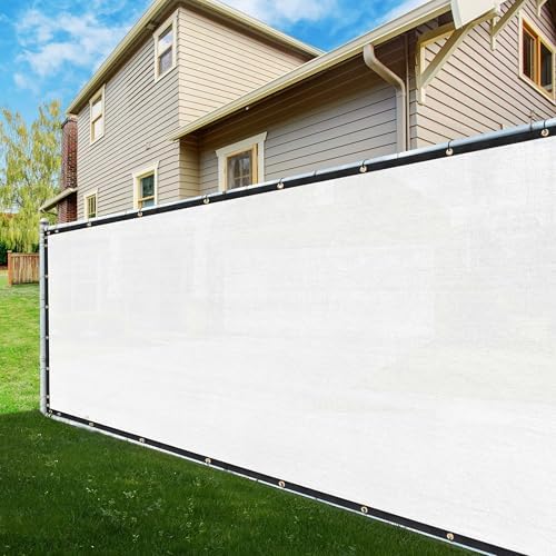 8' x 90' White Fence Privacy Screen, 90% Blockage Fabric Windscreen Cover by ShadeMart
