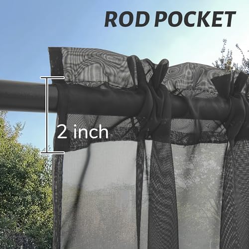 Outdoor Sheer Curtains for Patio Waterproof, 4 Panels Rod Pocket Indoor/Outdoor - Image 3