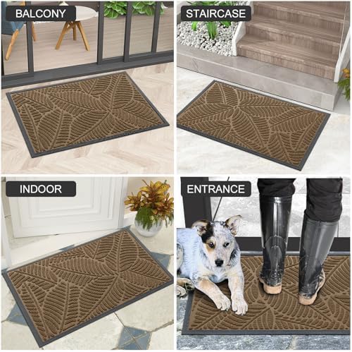 Colorxy Waterproof Front Doormat, Sturdy Natural Rubber Door Mat - Image 6