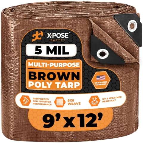 Multipurpose Protective Cover Brown Poly Tarp 9' x 12' by XposeSafety