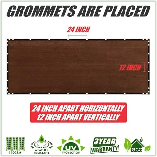 Colour Tree 6' x 78' Brown Fence Privacy Screen, 90% Blockage Windscreen - Image 2