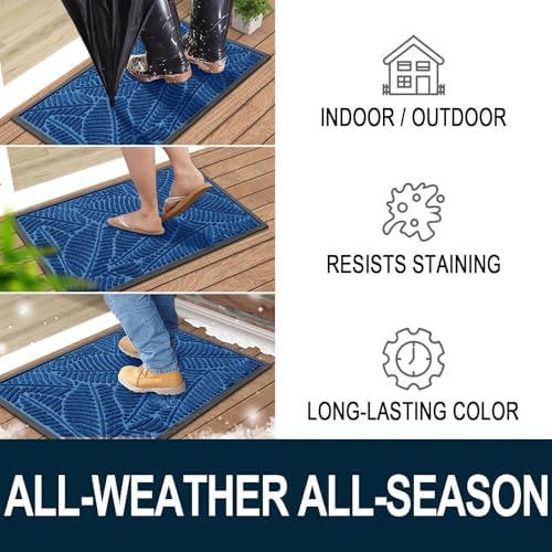 Colorxy Waterproof Front Doormat, Sturdy Natural Rubber Door Mat - Image 4