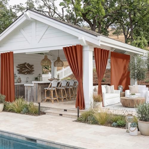 NICETOWN Fade Resistant Rod-Free Outdoor Curtains 96" L Burnt Orange by NICETOWN