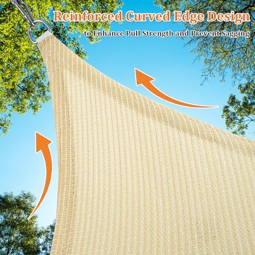 Shade&Beyond 14'X15'X20.5' Sun Shade Sail Beige Triangle - Image 5