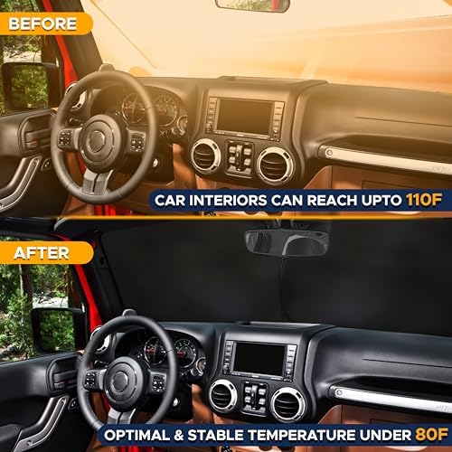 EcoNour Jeep Windshield Sun Shade, Foldable UV Sun Shield, Jeep Accessories - Image 6