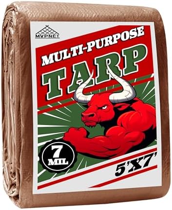 5x7Ft 7mil Waterproof Tarp Reinforced Edges Grommets by MVPNET