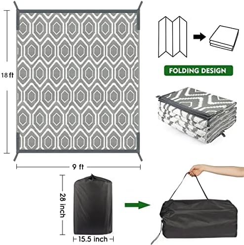 fifame 9x18 Outdoor Rug, Plastic Woven Patio Mat, Waterproof RV Camping Rug - Image 2
