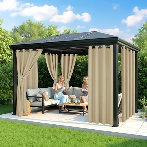Outdoor Curtains for Patio Waterproof, 8 Drape Panels, Sun Shades - Image 4