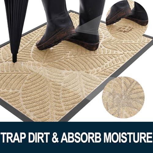 Colorxy Waterproof Front Doormat, Sturdy Natural Rubber Door Mat - Image 2
