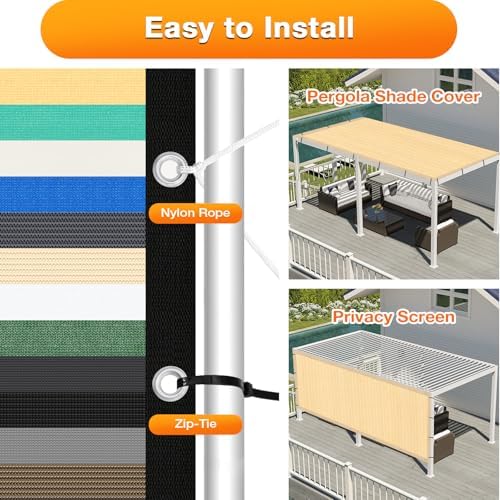 Artpuch Outdoor Pergola Shade Cover 10' X 12' Sun Shade Cloth - Image 5