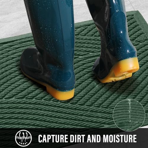 HIYARD Sturdy Front Door Mat, Absorbent Muddy Dirt Resist Welcome Door Mats - Image 2