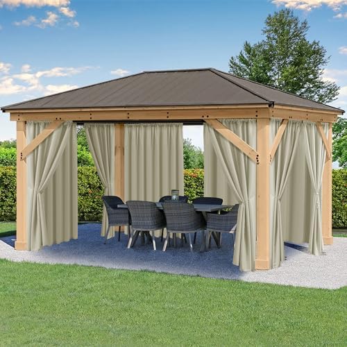 Outdoor Curtains for Patio Waterproof Rod Pocket 4 Pcs 54x84 Inch Taupe by HolidayIdeas