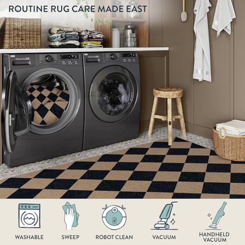 Lahome Checkered Easy Jute 6x9 Area Rugs, Outdoor Patio Rug Washable - Image 6