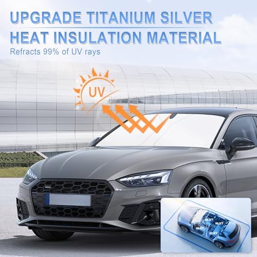 SINGARO 300T Universal Car Windshield Sun Shade, Foldable Reflective - Image 5