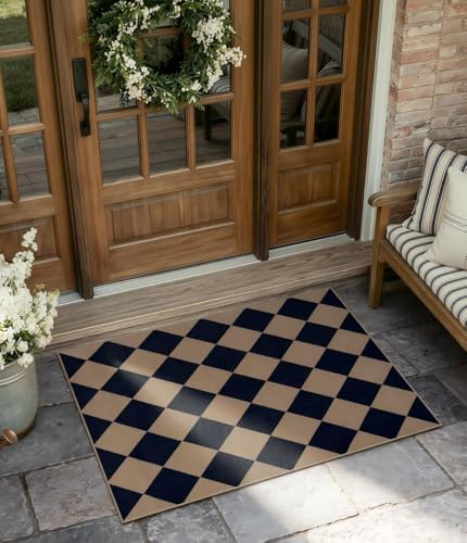 Lahome Checkered Easy Jute Front Door Mat, 2x3 Kitchen Outdoor Rug Washable - Image 3