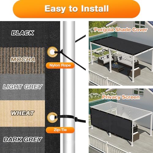 Artpuch Outdoor Pergola Shade Cover 12x12 FT Sun Shade Cloth - Image 5