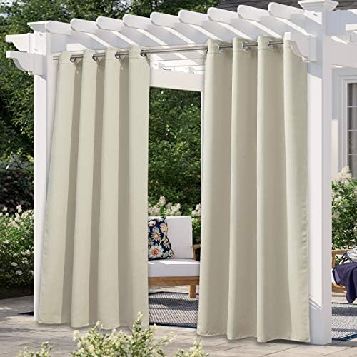 NICETOWN Outdoor Curtain for Patio Waterproof 108" Long, Triple Weave Stainless by NICETOWN