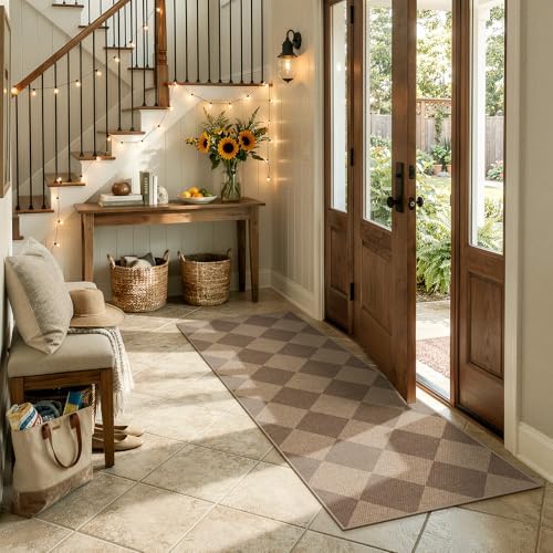 Lahome Checkered Easy Jute Outdoor Runner Rug, 2x6 Kitchen Rugs Washable - Image 6