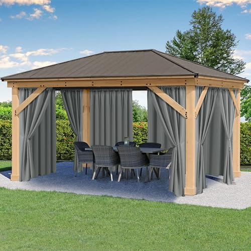 Outdoor Curtains for Patio Waterproof Rod Pocket 6 Pcs 54x120 Inch Grey by HolidayIdeas