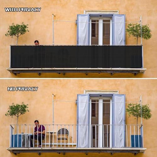 SUNLAX Custom Size 2.5'x13' Black Balcony Privacy Screen 90% UV Block - Image 5