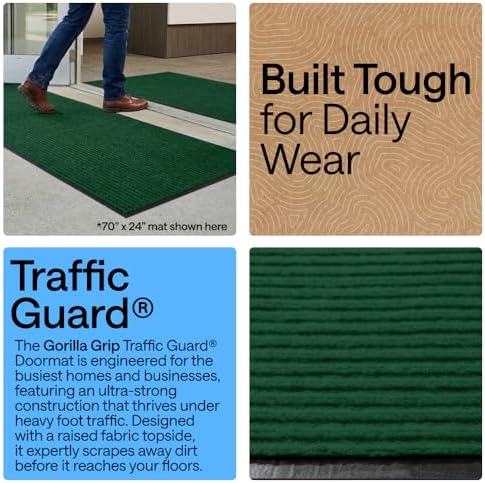 GORILLA GRIP Traffic Guard Indoor Outdoor Heavy Duty Door Mat, 29x17 Green - Image 3