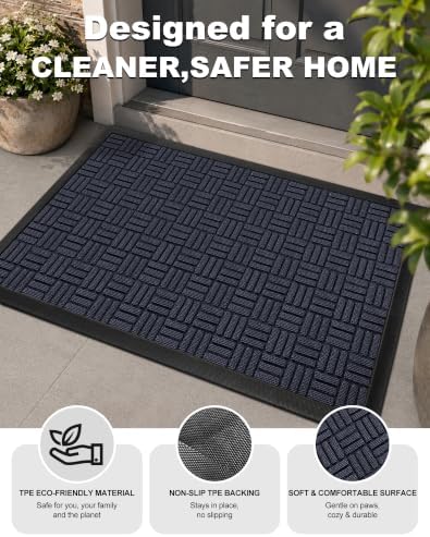 Mibao Front Door Mat Outdoor Entrance, Waterproof Dirt Trapper Doormat - Image 2