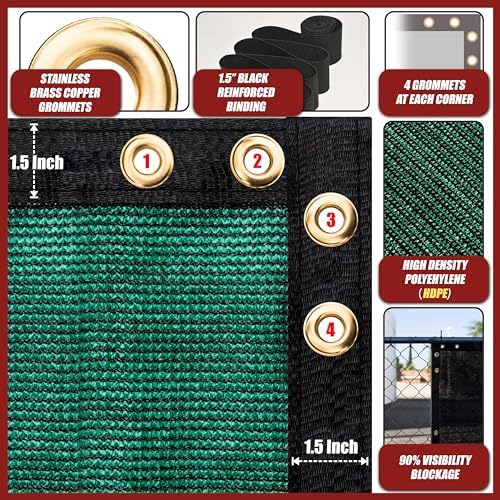 Amgo 6' x 183' Green Fence Privacy Screen, 90% Blockage - Image 6