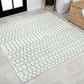 JONATHAN Y Moroccan Geometric Indoor Outdoor Square Area Rug 5X5 Green/Ivory by JONATHANY