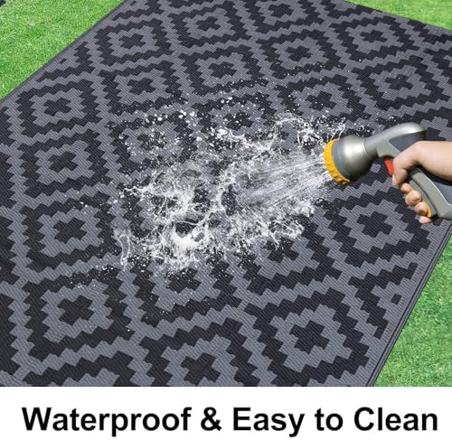 Smiry Outdoor Rug 9x12 ft Waterproof Reversible Boho Mat - Image 2